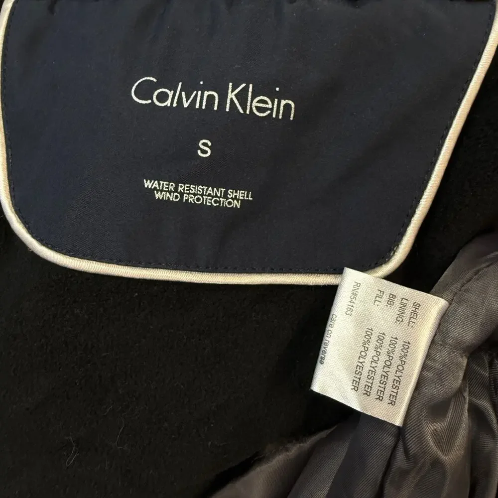 Calvin Klein S men’s blue parka down Winter Jacket Hooded Fleece